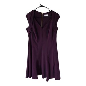 Calvin Klein Dress Womens Sz L Purple Sleveless Fit&Flare Knee Length